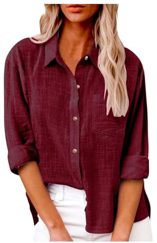 2025 - Damen Casual Frühling Sommer Revers Krawattentasche Langarmshirt Gelbe Bluse Damen (XL)