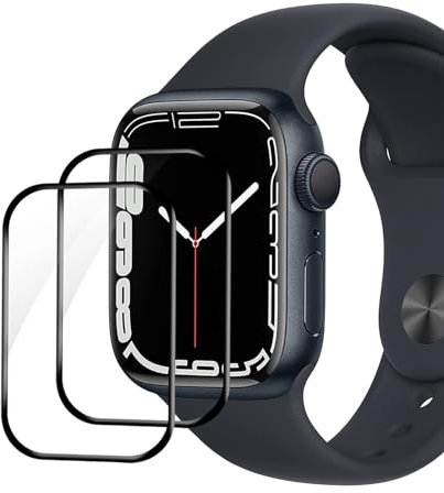 Bodyguard [2 Pièces Verre Trempé pour Apple Watch Series 7/8/9(41mm) Protection Écran [Couverture 3D Sans Bulle] [0,15mm Haute Sensibilité] [Anti Rayures] HD Claire Apple Watch 41mm Vitre Protection