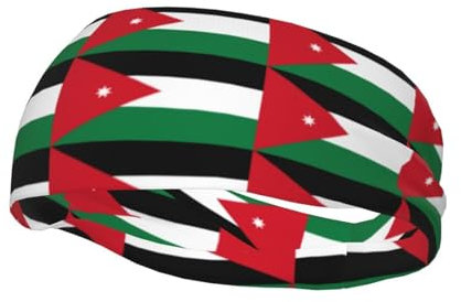 Vielseitiges Sport-Schweißband, Motiv: YYHWHJDE Jordanische Flagge, dehnbares und feuchtigkeitsableitendes Stirnband für Yoga, Fitness