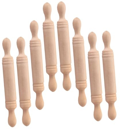 Kisangel 8 Stück Teiliges Mini Nudelholz aus Sicherem Material Realistische Küchenrolle für Puppenhaus Vielseitiges Foto Requisit und Miniatur Küchenwerkzeug für DIY Puppenstuben und