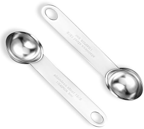 elook Stainless Steel Measuring Spoons, 2 PCS Tablespoon Measure, 5ml Teaspoon, Circular Individual Measuring Spoons, Small Tablespoon Measuring for Tea Coffee Soup Sugar