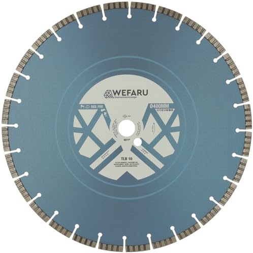 WEFARU Diamanttrennscheibe TLB 10 Ø 400 mm – Turbo-Segmente, 25,4 mm Bohrung, 10 mm Segmenthöhe – Profi-Trennscheibe für Beton, Ziegel, Kalksandstein, Waschbeton – Nass- & Trockenschnitt