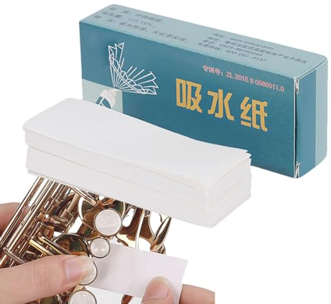 100PCS Saxophone Absorbent Paper Button Drying Absorbent Portable | Sax Paper Pad Portable Practical Cleaning Sheets for Woodwind Instruments Saxophone Flute Clarinet Oboe Bassoon 100 Sheets