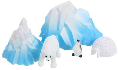 Warmhm Kleiner Eisberg Iglu Figuren Satz mit Pinguin und Bär Detailreiche PVC Dekoration für Aquarium Puppenhaus und Mikrolandschaft Vielseitig Einsetzbar