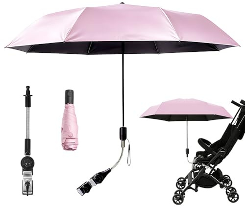 Ombrelle Universelle Pour Poussette, Parapluie De Protection Solaire Pour Landau, Parasol Anti UV 50+ Pour Landau, Parasol Poussett Bébé Universelle, Pour Poussette Et Buggy, Flexible Et Orientable