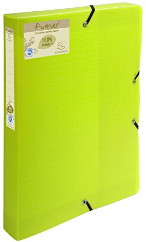 Exacompta 553573E Packung (mit 8 Archivboxen Forever aus Recycling PP 700µ, Rücken 40 mm, mit Etikett, für Din A4) 8er Pack grün
