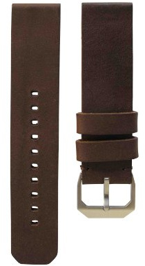slow - Dark Brown Vintage Leather Strap, Silver Buckle