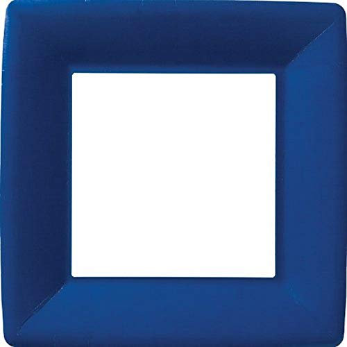 Ideal Home Range Boston International IHR Classic Linen Square Disposable Dinner Paper Plates, 10-Inches, Dark Blue, 8