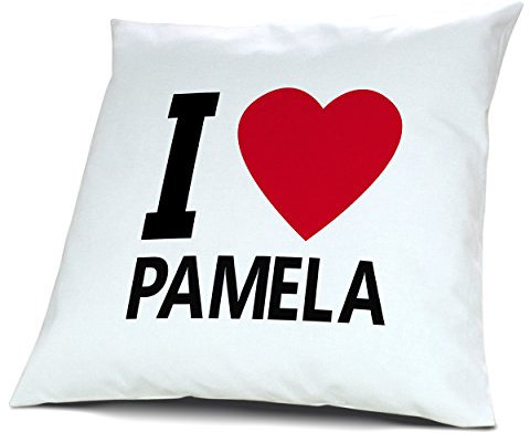 digital print Kopfkissen Pamela, Kissen mit Füllung I Love Pamela, 40 cm, 100% Baumwolle, Kuschelkissen, Liebeskissen, Namenskissen, Geschenkidee