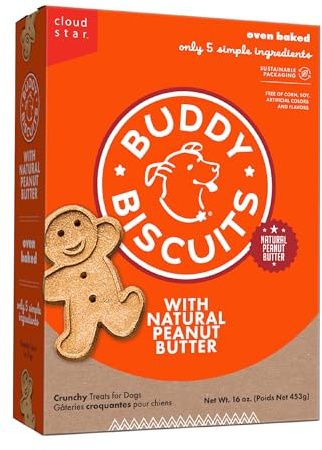 Buddy Biscuits Crunchy Dog Treats, Peanut Butter, 16 oz. Box
