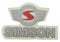 Klebefolie Simson - Schriftzug mit Emblem (rot-silber)