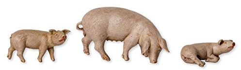 Fontanini by Roman Inc., Pig Family, 5 Animals Collection, Nativity Figure and Accessories, Hand Sculpted and Painted