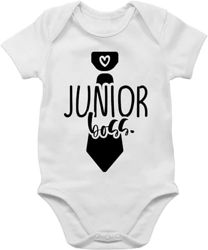Shirtracer Baby Body Junge Mädchen - Sprüche - Junior Boss - 1/3 Monate - Weiß - babymode witzig spruch chef bodys strampler mit lustigen sprüchen spruche krawatte babysachen babygeschenk