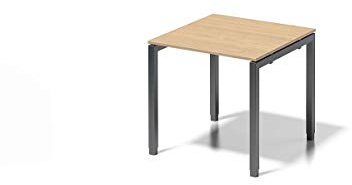 BISLEY Cito Schreibtisch, 650-850 mm höheneinstellbares U-Gestell, Metall, Mp334 Dekor Ahorn, Gestell Anthrazitgrau, 80 x 80 x 85 cm
