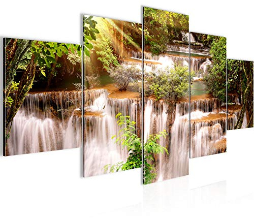 Runa Art - Bilder Wasserfall 200 x 100 cm 5 Teilig XXL Wanddekoration Design Bunt 011751a