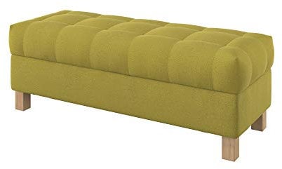 Furninero - Raffinierte gepolsterter Sitzbank Sitzhocker Sitzruhe Betthocker Ottomane, mit Stauraum, Quadratische Beine, 120 cm breit, Softi Dark Yellow Stoff (Wasserabweisen), Gelb