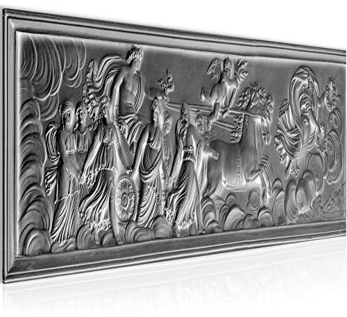 Runa Art Wandbild Antik Flachrelief Rom 1 Teilig 100 x 40 cm Modern Bild auf Vlies Leinwand Wohnzimmer Silber 025612b