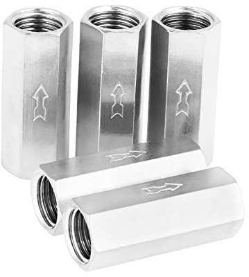 Pack of 5 One Way Air Check Valve, 1/4'' Female Threaded Brass Non-Return Air Check Valve Replacement Accessory