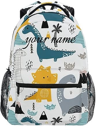 Girls Dinosaur Backpacks for School Cute Dino Animal White Bookbags for Kids Boy Teen Toddler Fashion Daypack Rucksack Travel Laptop Bag