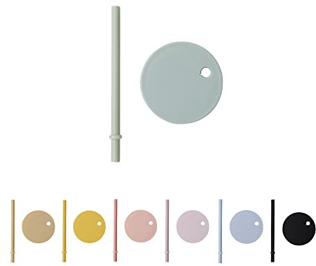 Design Letters Tapa con paja para bebés y niños Vaso personal en tritán (Verde) - Sin BPA, sin BPS y sin EA, Fácil de beber, mantiene la pajita en su lugar con un tapón, Apto para lavavajillas, 15 g