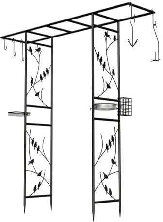 Garden Mile Arche de jardin en métal extra large de 2 m – Station de suspension pour mangeoires à oiseaux et treillis pour plantes grimpantes – Arche en métal robuste pour décorations de jardin