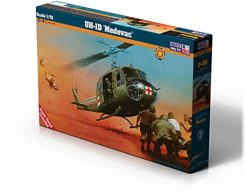MISTER CRAFT HOBBY KITS Mistercraft Modellbausatz UH-1D Medevac, Maßstab 1:72, Plastikbausatz, Bausatz zum Zusammenbauen, Inklusive Klebstoff, Kunststoffmodell, Bauanleitung, 238mmx140mm, Schwarz