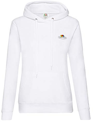 Fruit of the Loom Damen Kapuzenpullover mit kleinem Vintage-Logo, Farbe:weiß - Vintage-Logo klein, Größe:M