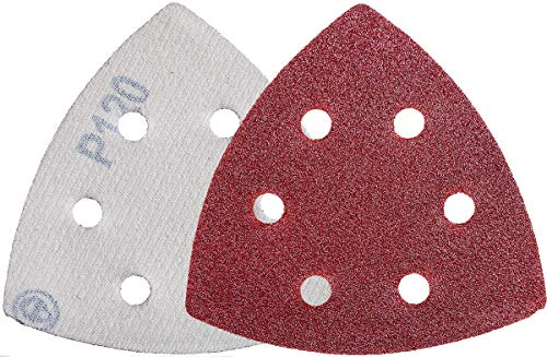 YoiYee Delta-Schleifblatt, 120er-Körnung, dreieckiges Schleifpapier, Schleifpapier, 6 Löcher, 93 x 93 x 93 mm, 20 Stück