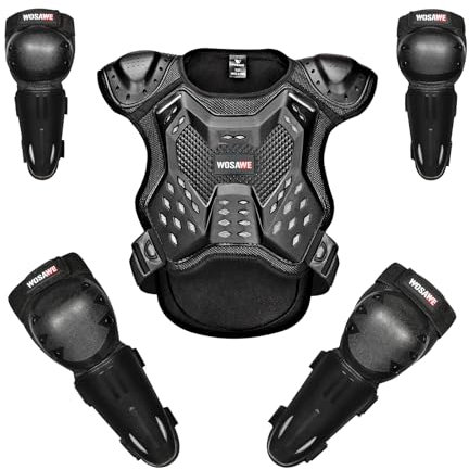 WOSAWE Kinder-Schutzkleidung mit Knieschoner Ellenbogenschoner Schutz Weste Motorrad Ganzkörperschutz Rüstung für Ski Snowboard Motocross Sport (ML206 Sets, M)