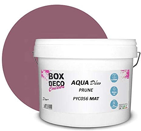BOX DECO COULEURS Peinture murale acrylique aspect mat Aqua Déco - 10L, Violet Prune