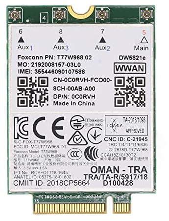 Tarjeta Inalámbrica DW5821E 3G/4G/5G, Tarjeta WiFi Adaptadora de Red Adecuada para PCI Express M.2 Especificación 3042 Tipo Key.B Slot, para PC, Portátiles