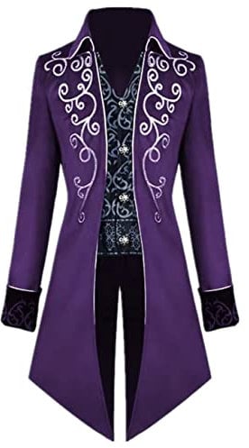 Crubelon Giacca da uomo stile steampunk, stile vintage, gotico, vittoriano, per costume di Halloween, Viola, M