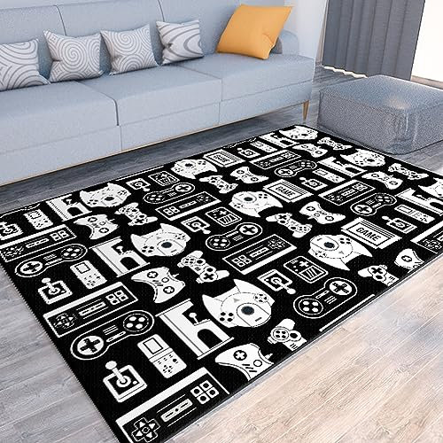 Lacut Spielteppich für Teenager, Jungen, Teppich mit Game-Controller-Dekoration, 3D-Gaming-Teppiche für Jungen-Schlafzimmer, Wohnzimmer, Spielzimmer, rutschfester Gamer-Teppich, Kinderspielbereich,
