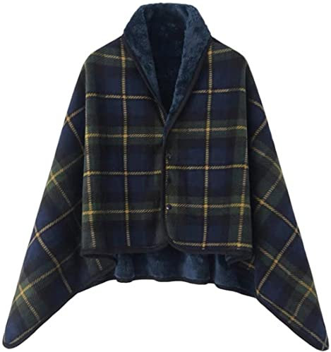 WINKEEY Poncho delle Donne, Mantello Caldo Invernale, Maglia Cape Cardigan per Le Donne, Wrap Open Front Cape, Coperta Calda Invernale, Coperta in Pile Spessa