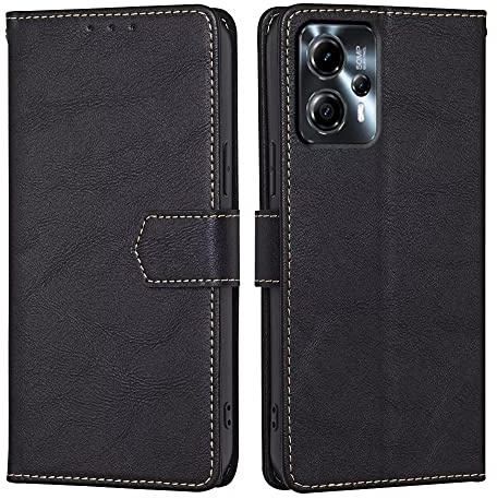 RankOne Hülle für Motorola Moto g13 / Moto g23 (6.5 Inches) Handyhülle Aus Leder - Hülle mit Magnetverschluss - Schutzhülle - Schwarz