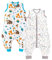 Chilsuessy 2er Pack Baby Schlafsack Sommer mit Füßen 0.5 Tog 100% Baumwolle Kinder Sommerschlafsack für Jungen und Mädchen, Glück Tiere+Waldtiere,90cm/Baby Höhe 100-110cm