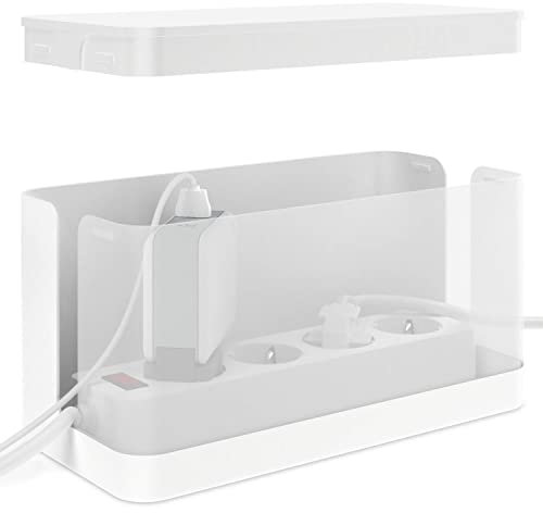 ACROPAQ Kabelbox 3 in 1 Set Weiß, Kabel Organizer zum Kabel verstecken, Schreibtisch Organizer - Kabelmanagementbox für Ordnung im Büro und Home Office