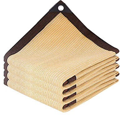 90% Sonnenschutz Sonnensegel, Schattiernetz 2x2.5m 2x3m 3x3m 3x4m 5x6m 6x8m mit Ösen Beschattungsnetz, UV-Schutz, für Außen, Garten, Teich, Pflanze, Camping Schatten Netz ( Color : Beige , Size : 3mx3