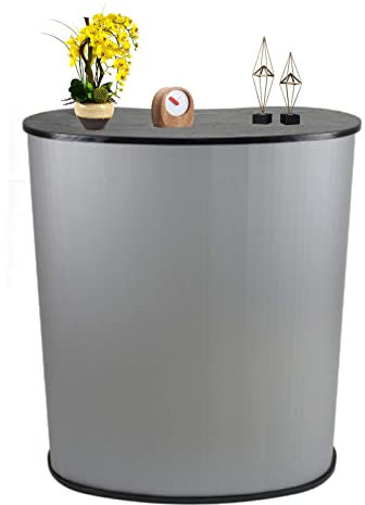 DENEST Messetheke faltbar 90 x 90 x 40 cm Tragbar Rednerpult Empfangstheke Rezeption Verkaufstheke, Kapazität 50kg, Empfangstresen mit Tragetasche, Empfang Stehtisch für Büro Messetheke