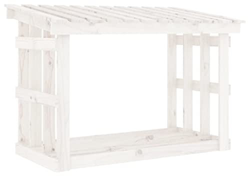 vidaXL Kaminholzregal Weiß 108x64,5x77 cm Massivholz Kiefer