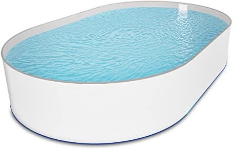Ovalpool Stahlwandpool weiß Folie grau Poolset oval 360 x 737 x 150 cm als Einzelbecken mit Skimmer Familienpool Kinderpool