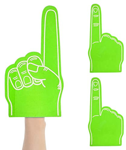Jorzer Riesige Schaumfinger -Fingerpuppen 18 Zoll Schaumhand -Cheerleader -Schaumfinger für Sport Jubel School Sport Games Party Supplies 3PCS Green
