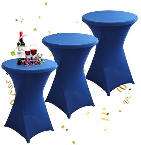 KAYBTNT 3er-Set Stehtisch Hussen Ø 80 cm, Viele Farben, Spandex Stretch Stehtischhussen, Verstärkung im Fußbereich, Elegante Rund Tischdecke für Bistrotisch Hochzeit Cocktail-Party,Königsblau