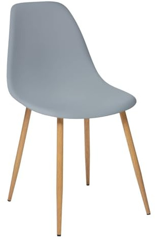 Atmosphera – Taho Stuhl, Grau, Skandinavischer Stil, 46 x 52 x 86 cm, Metallbeine in Holzoptik – Für Esszimmer, Küche, Büro
