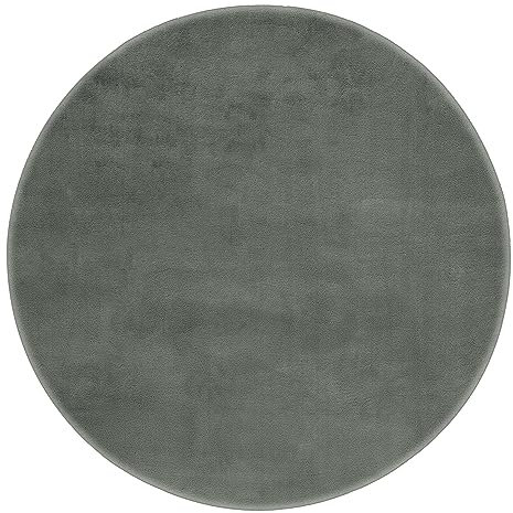 HomebyHome Teppich Wohnzimmer 200 cm Rund Grün Waschbarer Hochflor Flauschiger Teppiche Einfarbig Moderne Design - Küchenteppich Waschbar Shaggy Extra Weich Teppich für Schlafzimmer Kinderzimmer