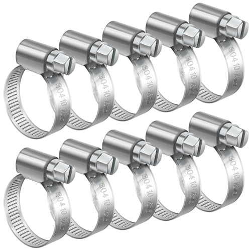 10 Pièces 10-16mm Collier de Serrage Réglable, Bolatus Collier de Serrage Inox 304 Collier Serrage Métallique pour la Plomberie, Piscine, l'Automobile et les Applications Mécaniques