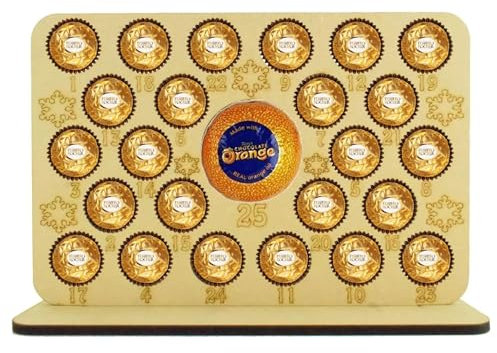 Christmas Advent Calendar Chocolate Holder With Stars- Magical Christmas Countdown - Large Stand Fits Terry's Chocolate Orange, Ferrero Rocher - Reusable (Chocolates Not Included) (Snowflake Design)