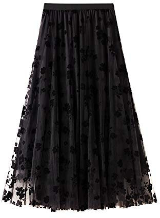 Unregelmäßiger Tüll-Tutu-Rock für Damen, lässig, glänzend, Stern-Pailletten, elastisches Netzgewebe, Prinzessinnenrock für Streetwear, C-schwarz, Einheitsgröße