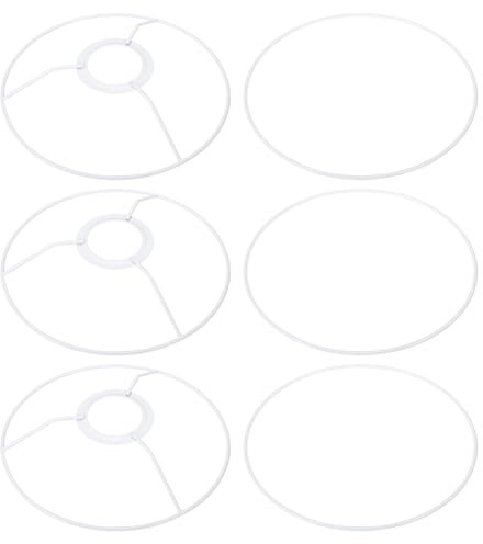 PATIKIL 7 E26 E27 Lampenschirm Ring Gestell mit Europäischer Installateur 3 Pack Lampenschirm Halter Draht Rahmen Heimwerker Trommelring für Tisch Stehlampe Weiß