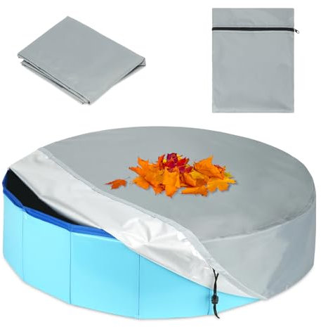 YUEPET Runde Hunde-Poolabdeckung, tragbar, faltbar, geeignet für Hundepool und Kinderpool, 200 x 30 cm, Grau